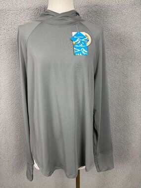 Magcomsen Women's Gray Hooded UPF 50+ Shirt Moisture-Wicking Large New With Tags
